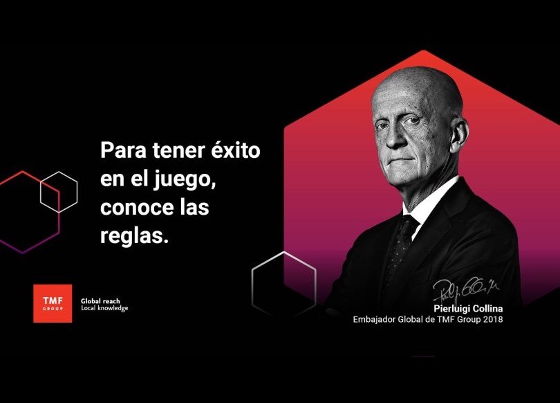 TMF Group global brand ambassador campaign card featuring Pierluigi Collina