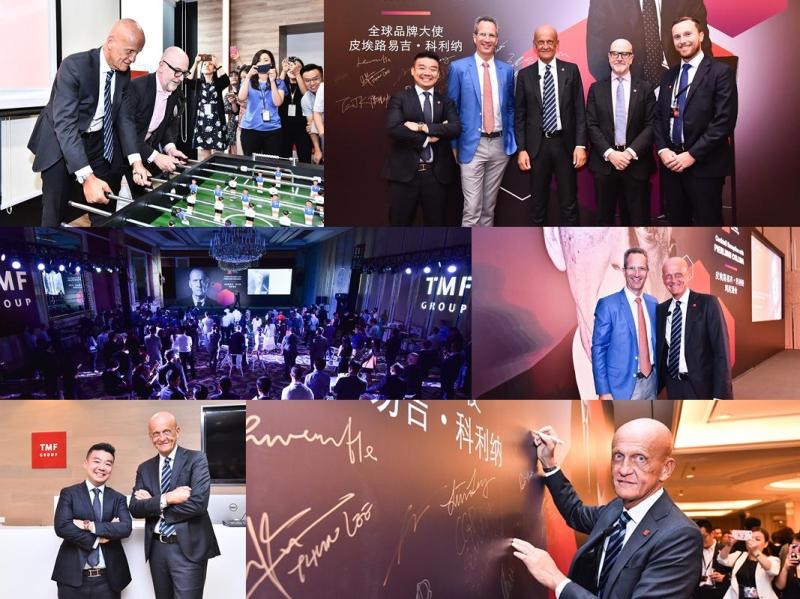 Collage of Pierluigi Collina and TMF Group brand events around the world